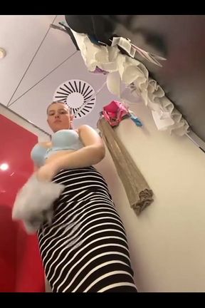 Masturbate in the Fitting Room. Change Clothes and Flash Tits