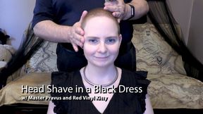 Head Shave in a Black Dress 4k