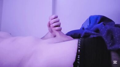 Giant german dick plows alone on bed until it throbs thick cream