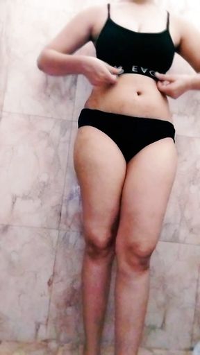 Virgin girl hot bath at college washroom