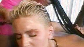 ”Vintage lesbo bent over before eating pussy vigorously”