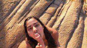Perfect body brunette mermaid seduces me until I have deep sex between the rocks