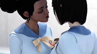 Interracial Lesbians College Sex Break - 3D Hentai