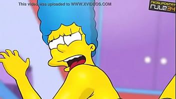 Marge Simpson in skirt with red heels