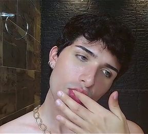 Glutton Eating While Having Sex and Masturbating Naked on Camera