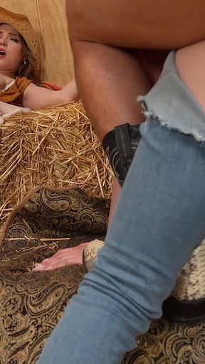 Stepmom and Stepdad Teach Stepdaughter a Lesson in the Barn
