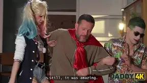 Blonde Harley Quinn gets a deep fuck after a night out