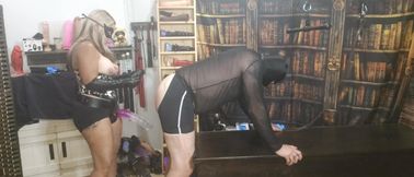 BLONDIE PEGGING HER GIANT SLAVE