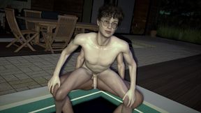 Young Gay Couple Fucking by the Pool in the Villa