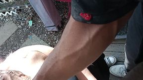 Housewife Gagging on Black Man Mover Interracial Head at Work