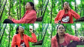 Petite Asian Smoking and Coughing in the woods volume 26 Non Nude ****mp4****