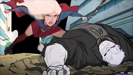 SuperGirl Vs Grundy Anime BALLBUSTING kick in the balls