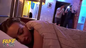 Teen Euro GF gets double pened in fake hostel threesome