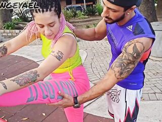 This babe's caught by a physical education teacher on a public street