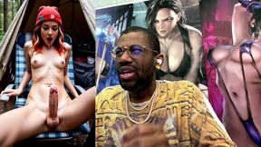 transgender camper girl hands free cumming in a forest, ai generated