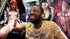 transgender camper girl hands free cumming in a forest, ai generated