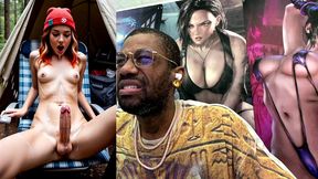 transgender camper girl hands free cumming in a forest, ai generated