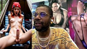 transgender camper girl hands free cumming in a forest, ai generated