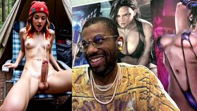 transgender camper girl hands free cumming in a forest, ai generated