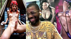 transgender camper girl hands free cumming in a forest, ai generated