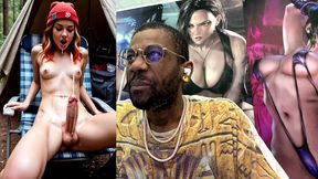 transgender camper girl hands free cumming in a forest, ai generated