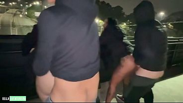 Amateur GF gives a sloppy blowjob on the bridge, showing off her big round