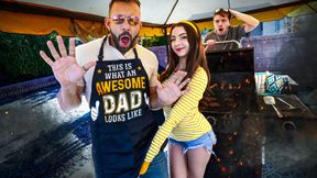 “I’ll Drain Your Cock Before the BBQ” Serena Gets Marinated In Daddy’s White Sauce