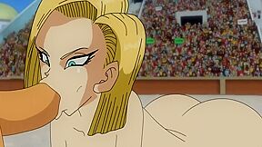 Public Blowjob At The Stadium From The Blonde Android 18 From The Cartoon Dragon B