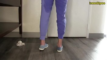Kitty Carson nurse wetting her scrubs