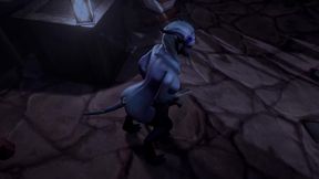 draenei grinding on a pole at night - warcraft porn parody
