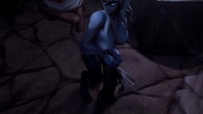draenei grinding on a pole at night - warcraft porn parody