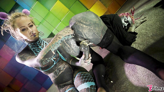 Powerfully inked trans Lily Lu gets butt sex fisted