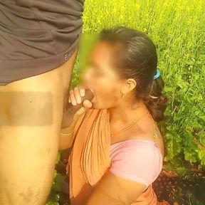 My Indian Bhabhi ko sarso ke khet me lund chusaya, fir dogy style me choda, Hindi me