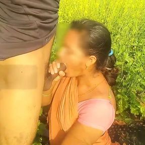 My Indian Bhabhi ko sarso ke khet me lund chusaya, fir dogy style me choda, Hindi me