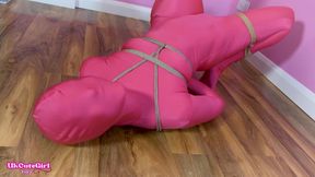 Rope Bondage for Lucy in Shiny Spandex Catsuit