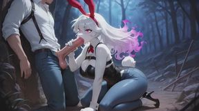Late Night Blowjob By A Thick Bunny In A Forest