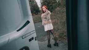 Sexy ginger cheats on BF, gets deepthroat blowjob & intense pounding in van confession!