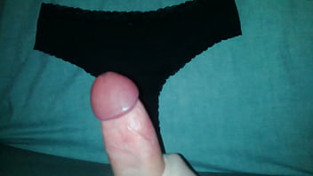 Cum on used black panties