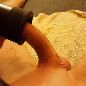 Using my Milking Machine on my freshly shaven cock