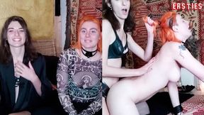 Ersties - Desiree z�chtigt Zora mit Strap-On Dildo in Doggy Position
