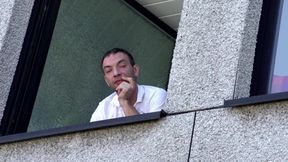 Brunette MILF with pissing fetish fucks her neighbor in the middle of her yard