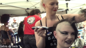 GOTH QUEEN GETS BUZZED IN FRONT OF PUBLIC CROWD- FOLSOM ANNIVERSARY SPECIAL