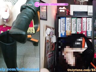 Teacher is squirting IN & ON her boots in the classroom