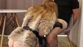 Femdom High Heels, Leather Gloves and Fur Coat