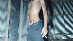 Hot boy jerked big cock with smoking part-1