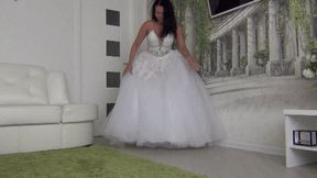 The bride s feet are very sore in her wedding shoes d