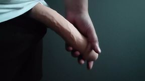 Young amateur masturbates with monstrous penis