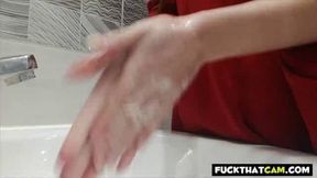 Washing my hands before pleasing myself.
