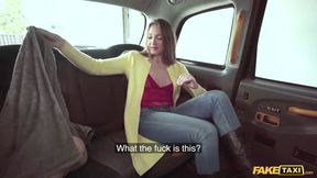 Brunette babe finds a rubber vagina and offers up her real pussy for free