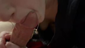 Sensual blowjob devours his dick&#x1F346;, makes him squirt like hell